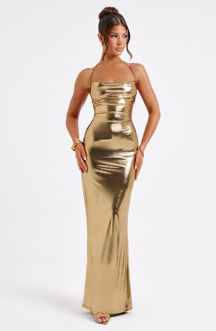Gold Maxi Dress size S BABYBOO